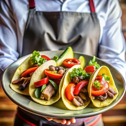 Tacos de Champiñones y Pimientos Asados